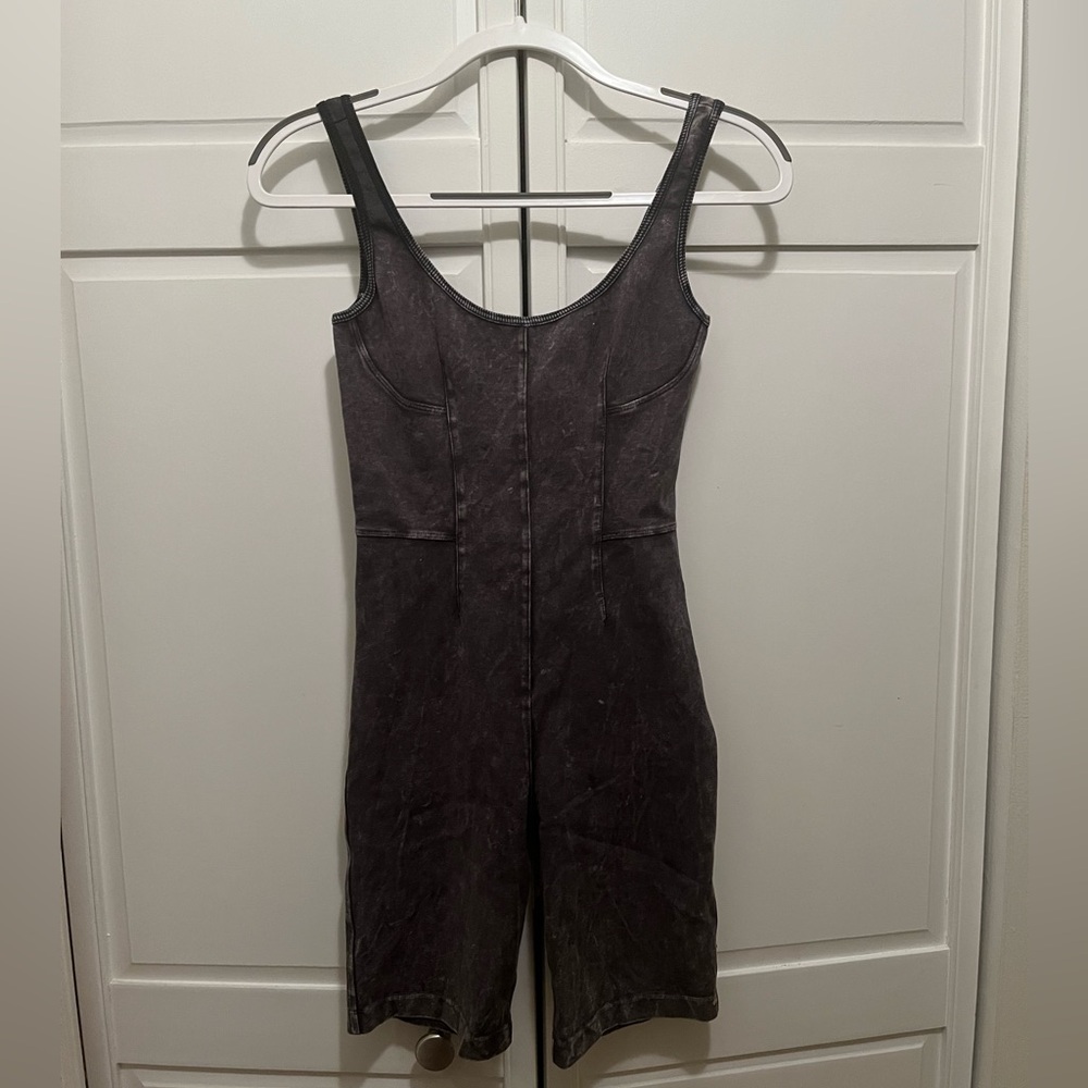 Grey acid wash jumpsuit